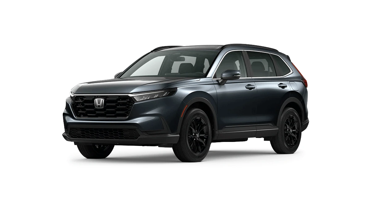 Honda CR-V 2023 gris anthracite sur fond blanc, vue de trois quarts avant