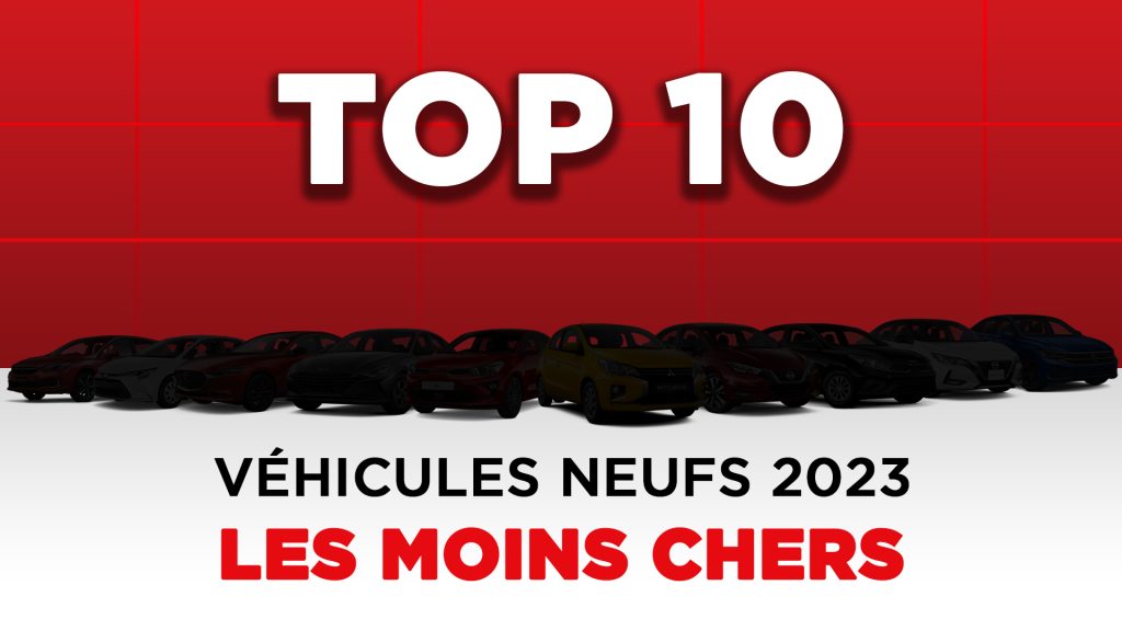 ARTICLE GROUPE BEAUCAGE TOP 10 VEHICULES NEUFS MOINS CHERS 2023 HEADER