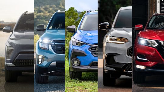 ARTICLE Hyundai Kona vs. Kia Seltos vs. Subaru Crosstrek vs. Honda HR V vs. Nissan Qashqai HEADER